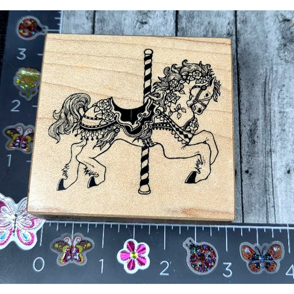 PSX Designs Carousel Horse G994 1991 Rubber Stamp Wood #069 - Picture 1 of 3